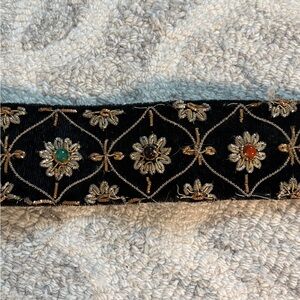 Vintage Pier 1 Imports Embroidered Metallic Belt | Indian Boho Statement